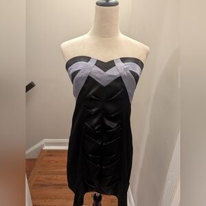 Black and Gray Strapless Dress